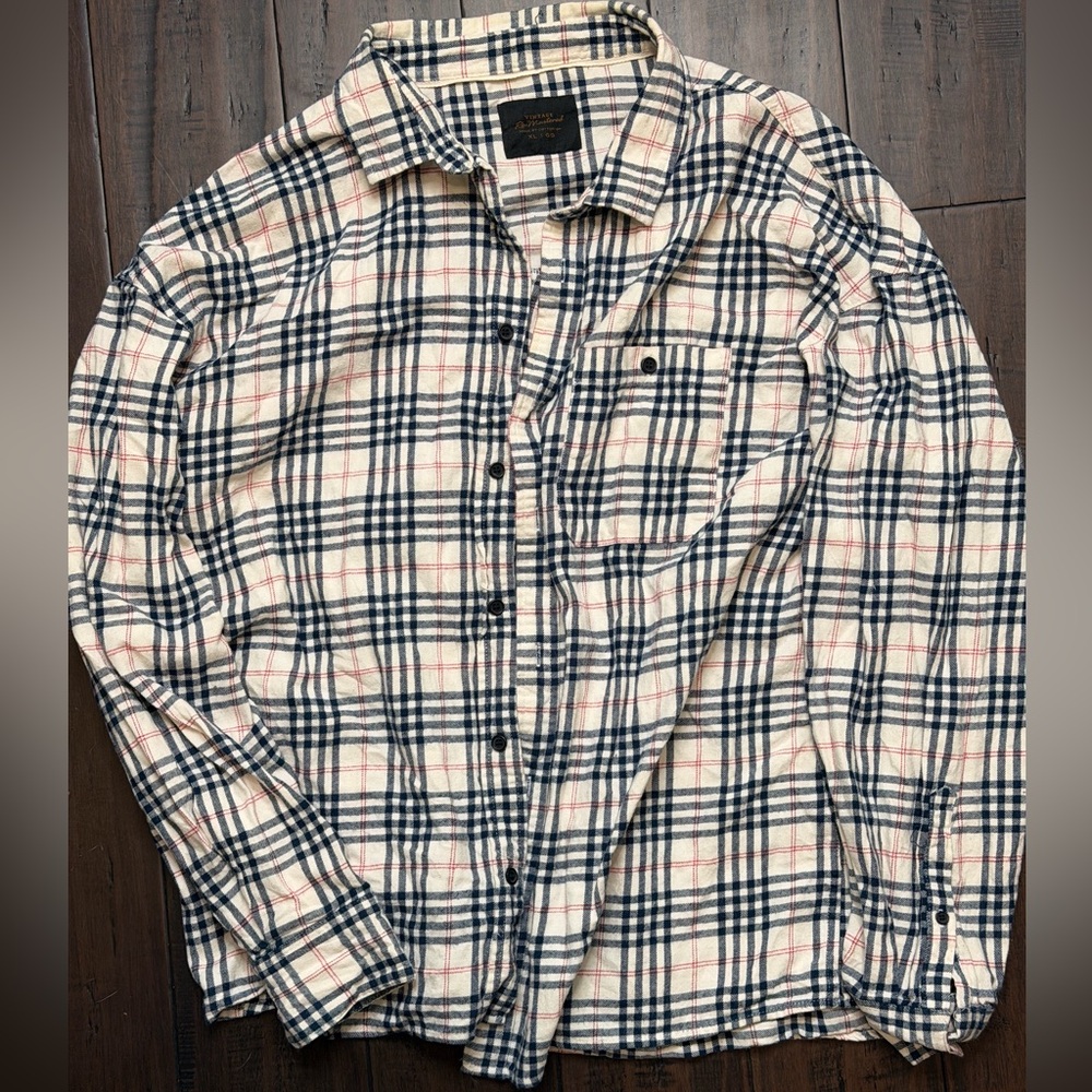 Cotton On Plaid Casual Button Down Shirt - Black and Cream